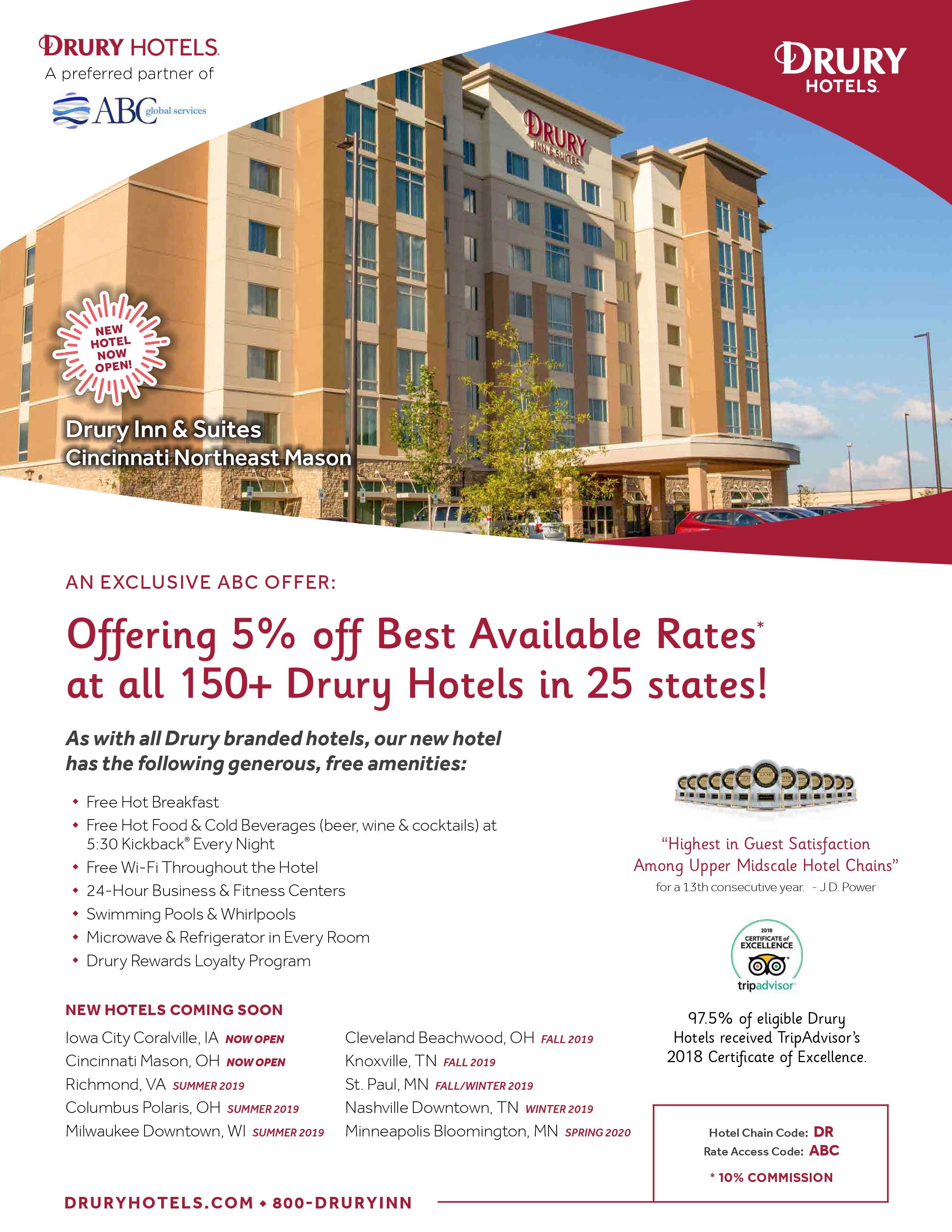 drury hotel travel agent rates