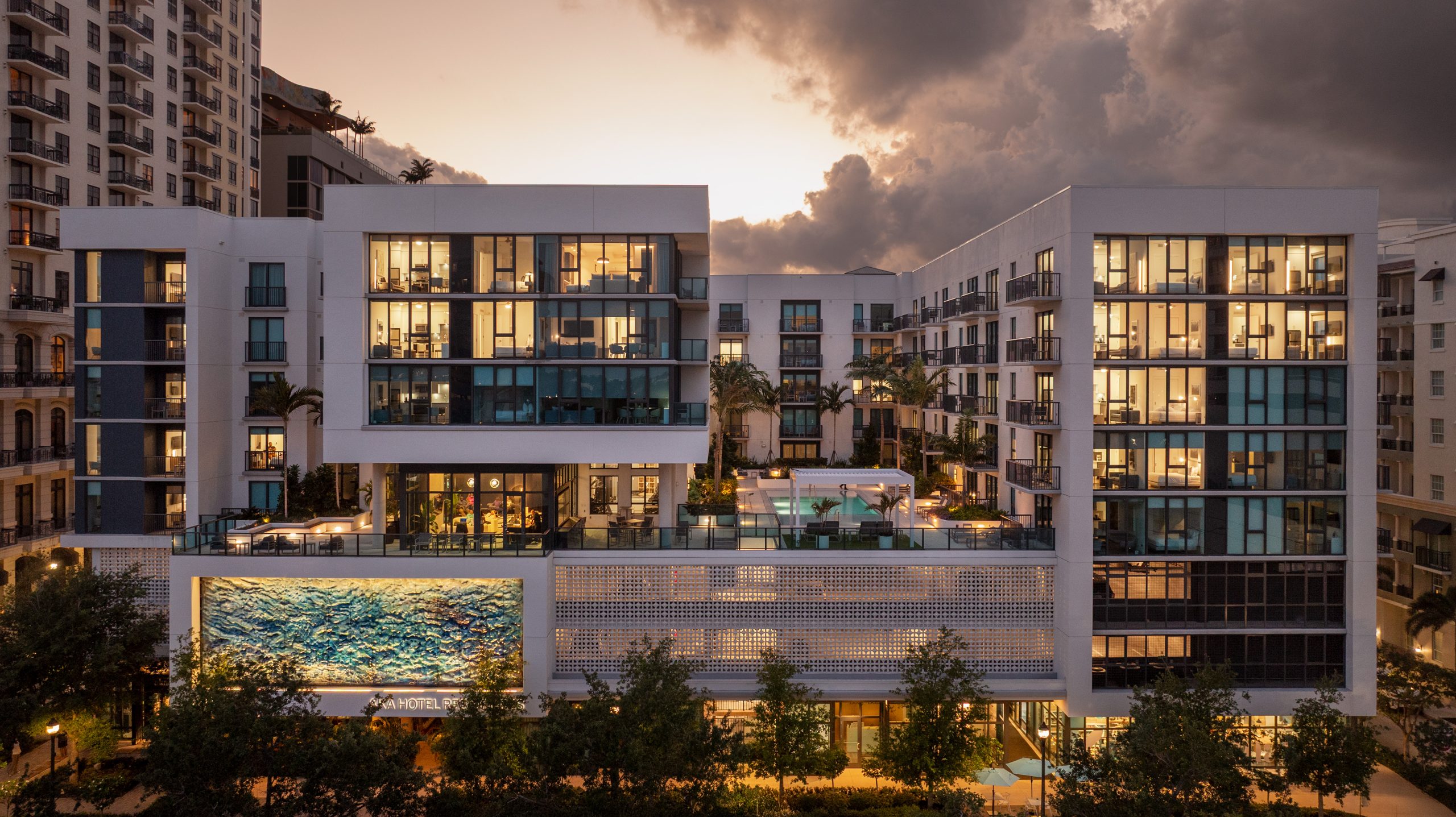 AKA WPB - Dusk Exterior - Aerial